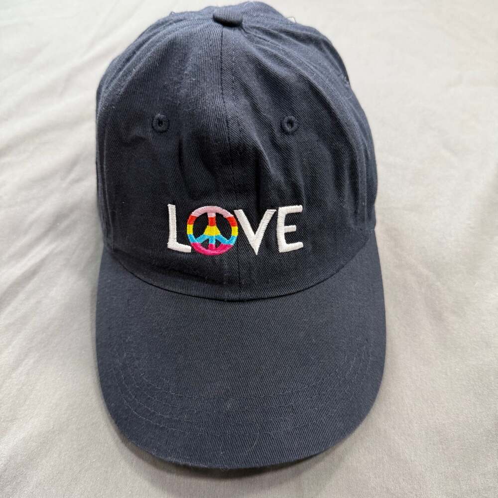 Unbranded LOVE Peace Sign Embroidered Navy Baseball Cap Hat PRIDE